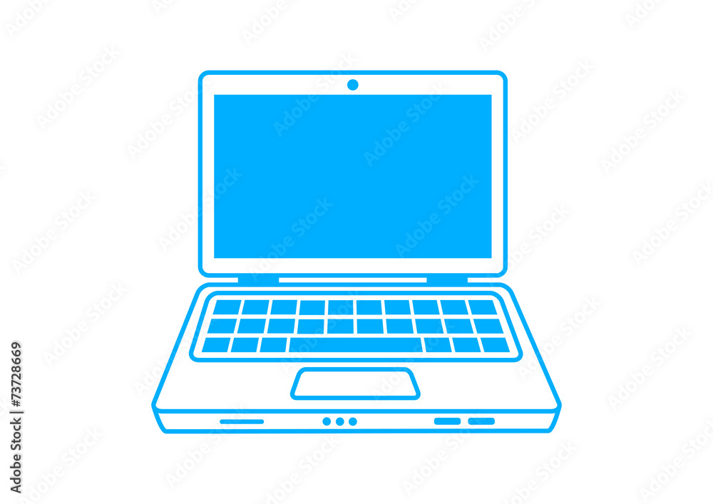 Blue laptop icon on white background Blue laptop icon on white background