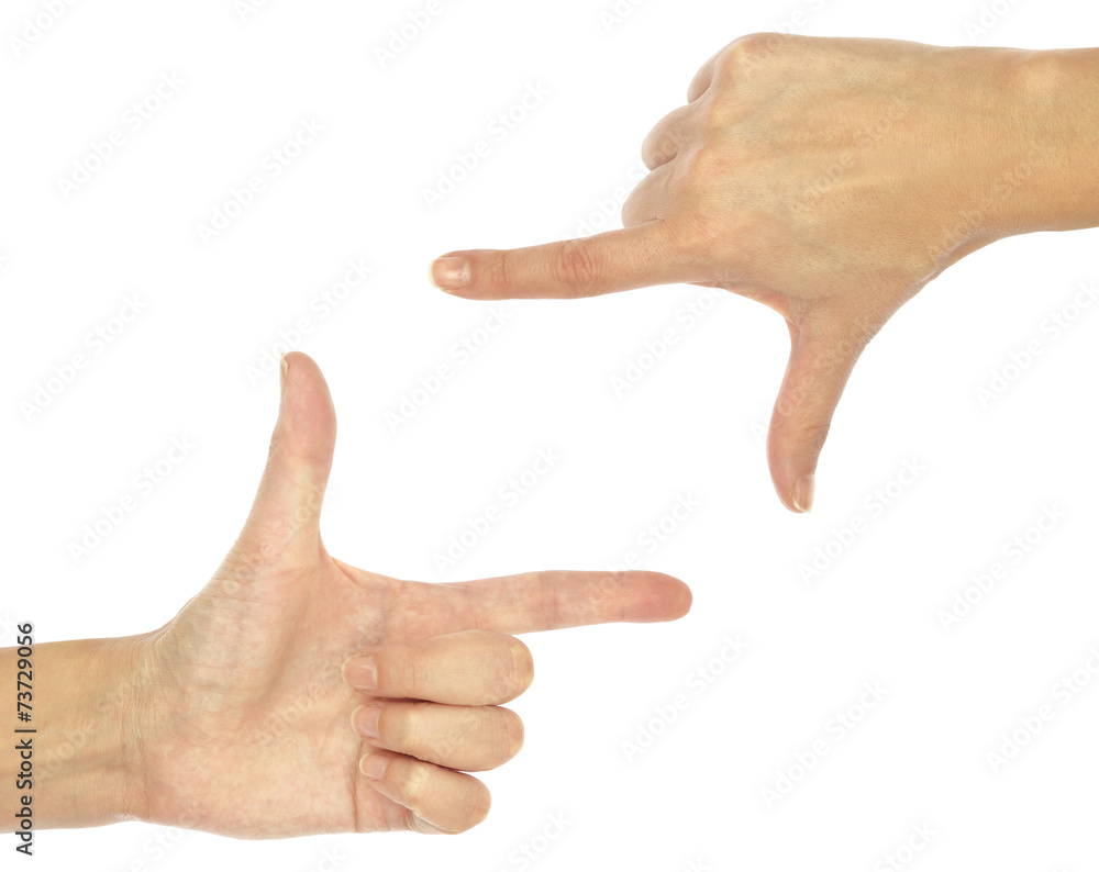 Hand gesture photo frame isolated on white background Hand gesture photo frame isolated on white background