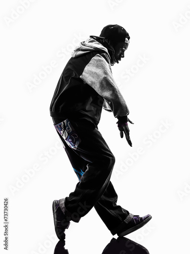 Obraz na plátne hip hop moonwalking break dancer breakdancing young man silhouet