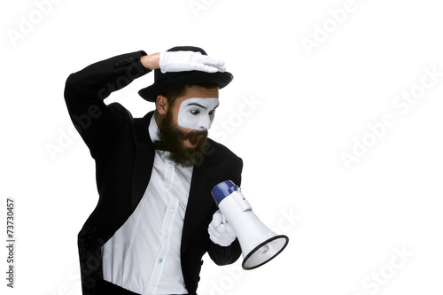 mime as business man with a megaphone © master1305