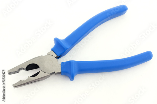 Blue pliers isolated on white