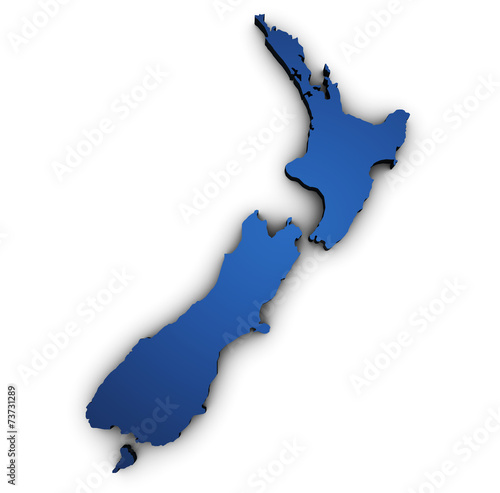 Fototapeta Map Of New Zealand 3d Shape