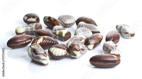 chocolate seashells isolated on white