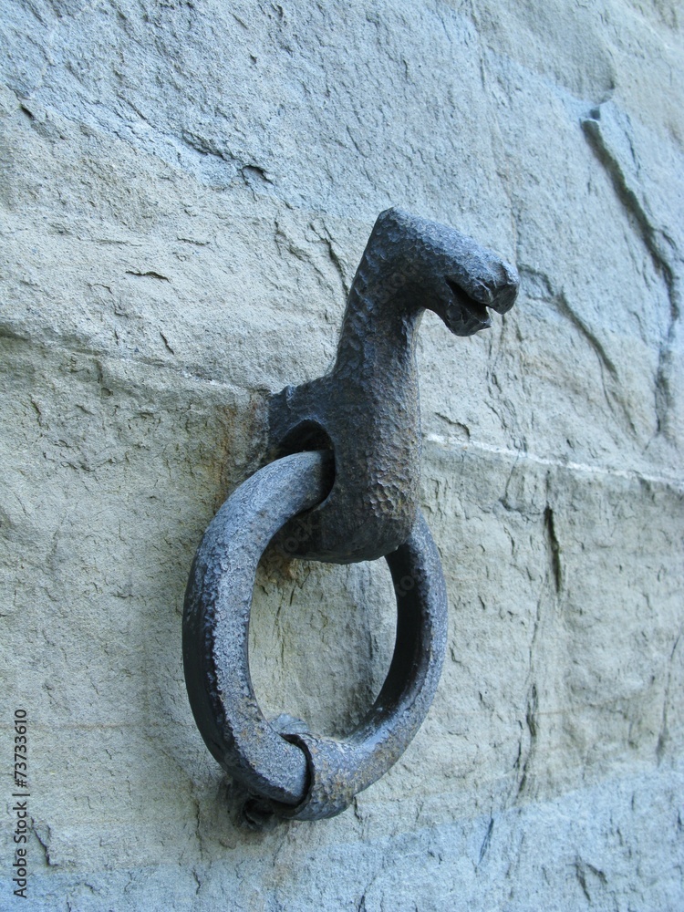 A metal horse ring shaped like a horse in Bergamo