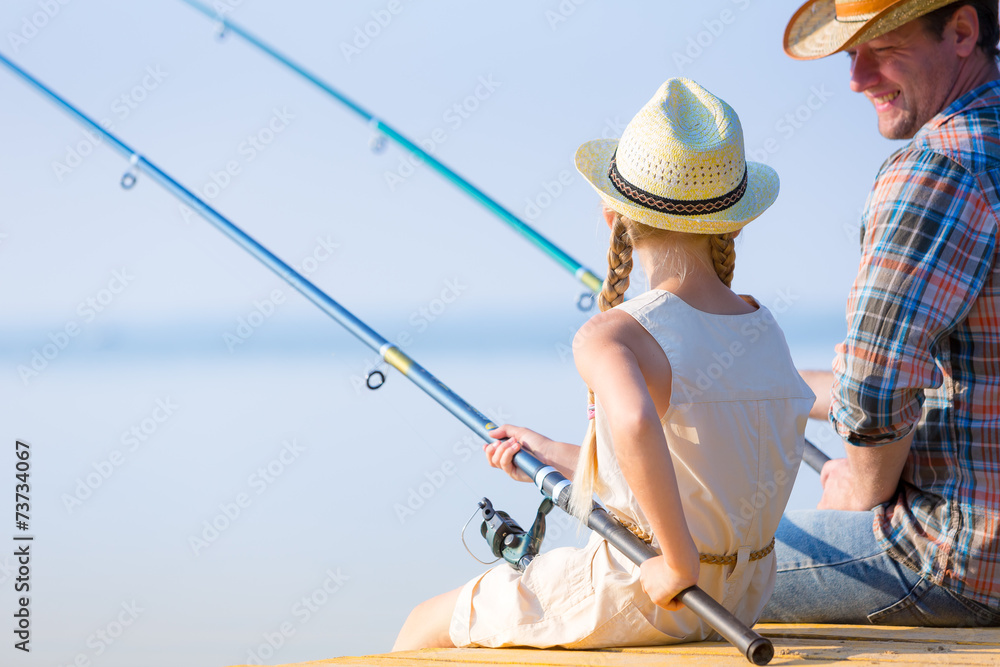 Father and daughter fishing Father and daughter fishing