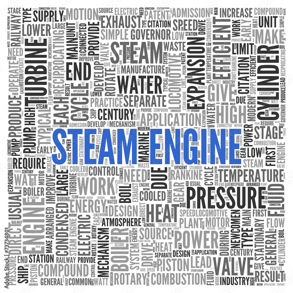 STEAM ENGINE Concept in Word Tag Cloud Design