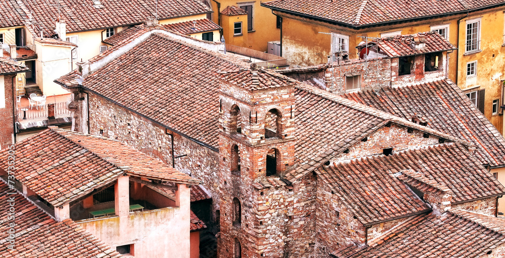 Roofs of Lucca, city located in Tuscany, Italy.