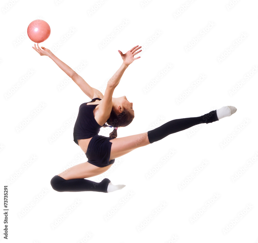 Girl is engaged in art gymnastics isolated Girl is engaged in art gymnastics isolated