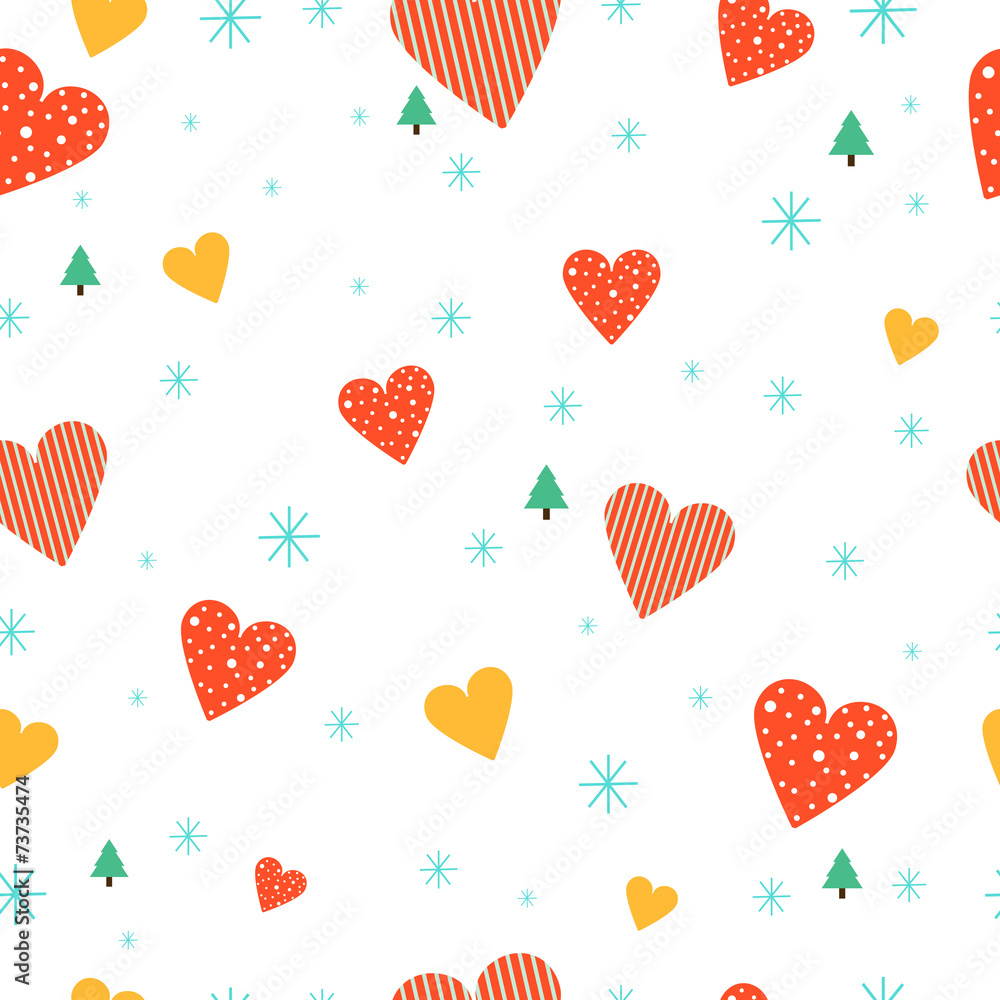 cute Christmas heart on seamless background cute Christmas heart on seamless background