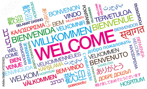 Welcome bienvenue willkommen bienvenido word tag cloud photo