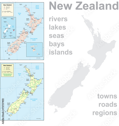 Detailed map of New Zealand.