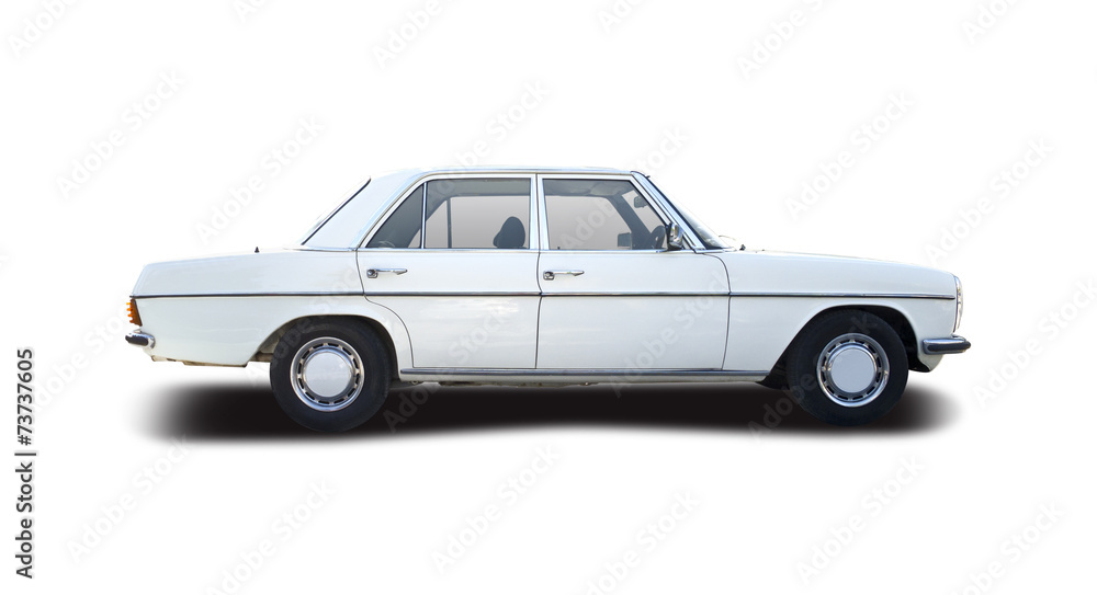 German premium classic car side view isolated on white