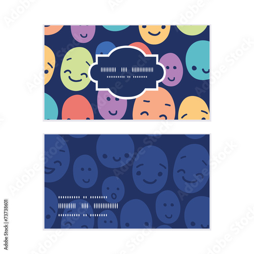 Vector funny faces horizontal frame pattern business cards set