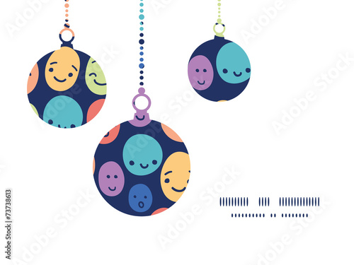 Vector funny faces Christmas ornaments silhouettes pattern frame