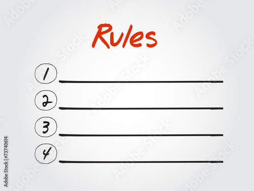 Blank Rules list, vector concept background
