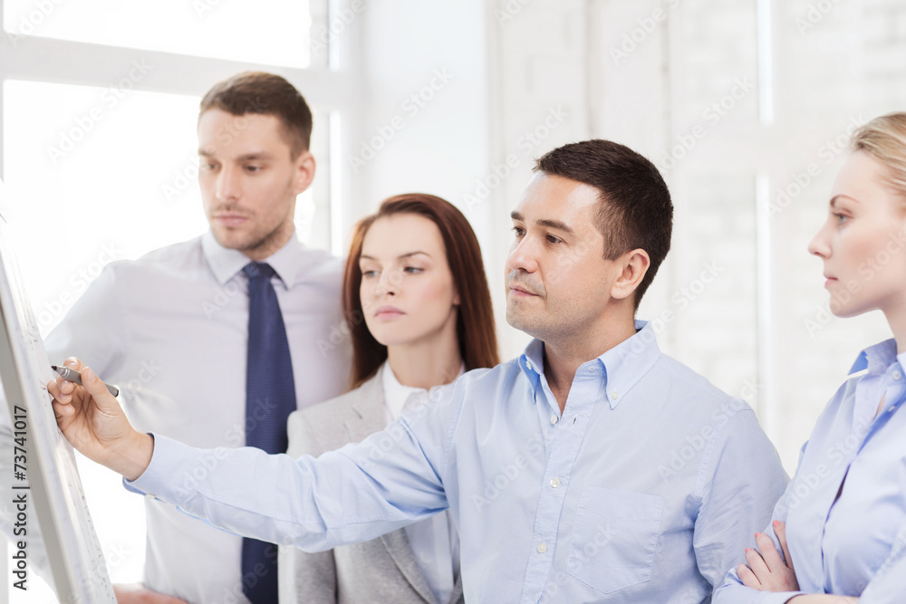 business team discussing something in office