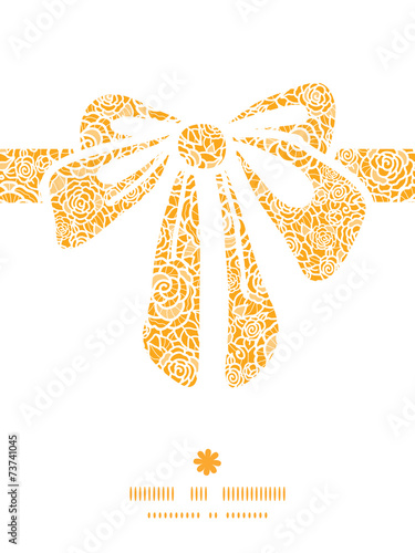Vector golden lace roses gift bow silhouette pattern frame