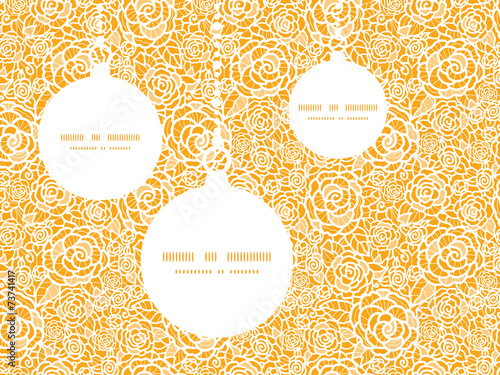 Vector golden lace roses Christmas ornaments silhouettes pattern