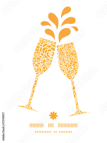 Vector golden lace roses toasting wine glasses silhouettes