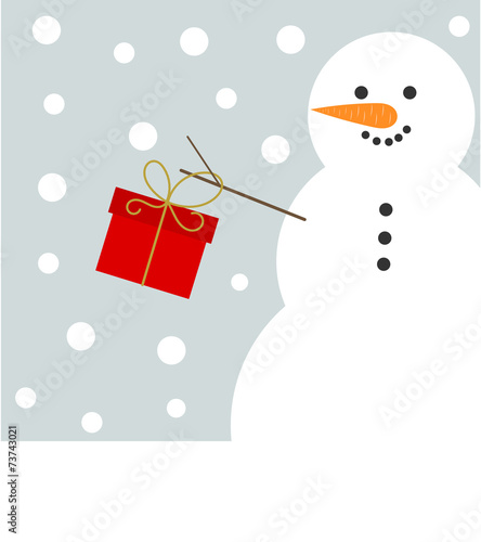 Christmas snowman with present