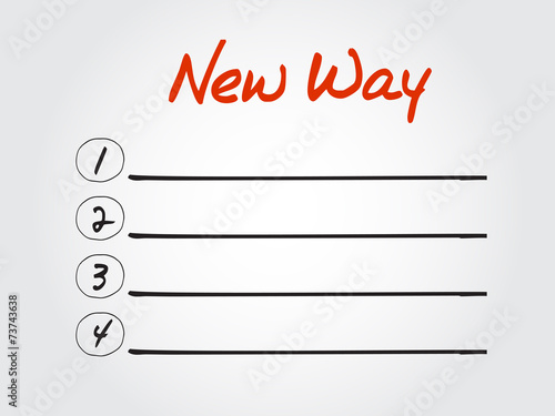 Blank New Way list, vector concept background