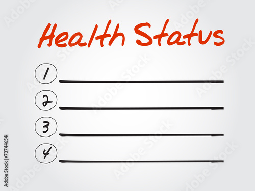 Blank Health Status list, vector concept background