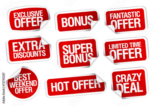 Hot super offer stickers set.