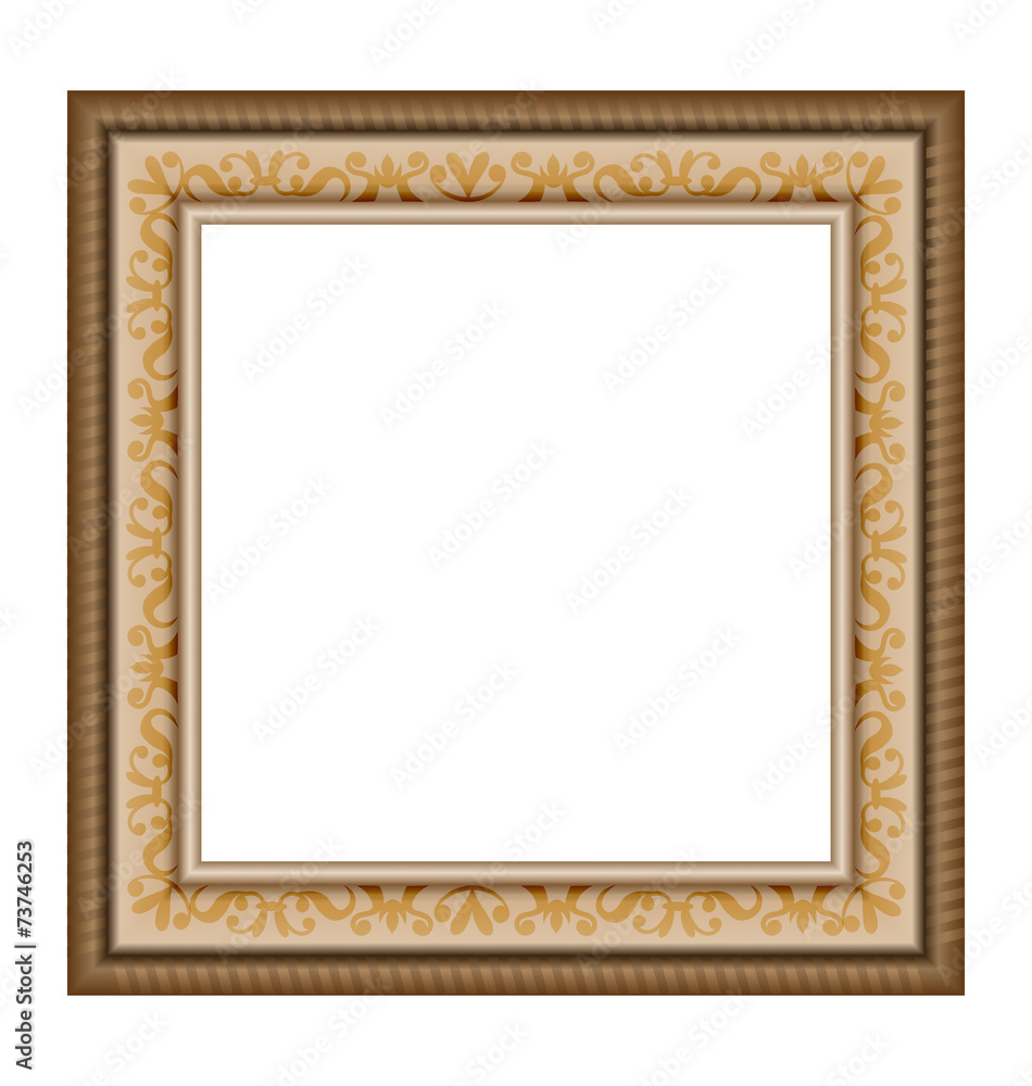 Single wooden frame with ornament isolated on white background Single wooden frame with ornament isolated on white background