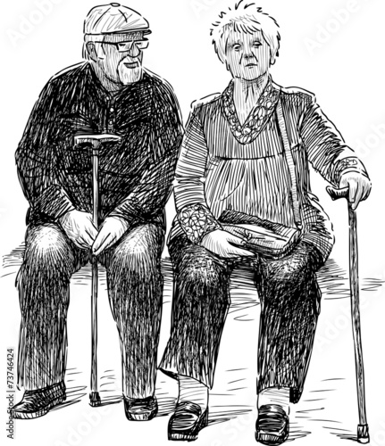 elderly couple resting