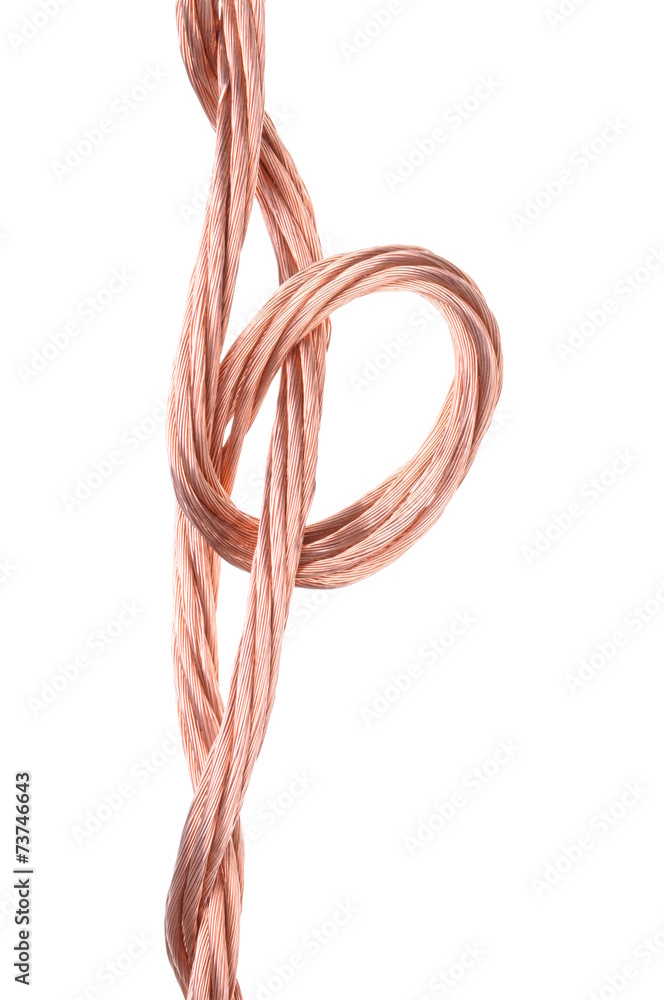 Copper wire isolated on white, energy industry Copper wire isolated on white, energy industry