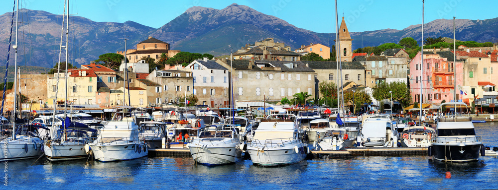 pictorial old town port Saint Florent , Corsica