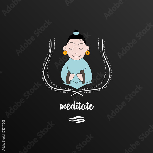Meditating yoga kid illustration