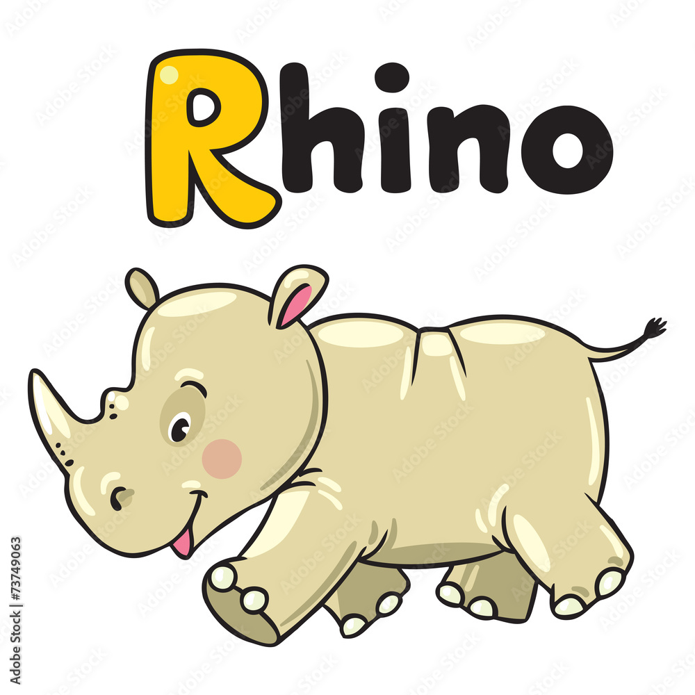 Little rhino for ABC. Alphabet R Little rhino for ABC. Alphabet R