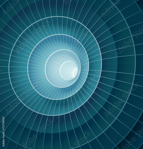 Abstract 3d blue spiral tunnel