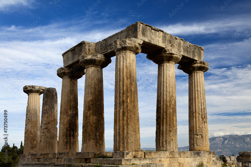 Ruins of Appollo temple in ancient Corinth. Greece.