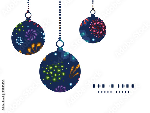 Vector holiday fireworks Christmas ornaments silhouettes pattern