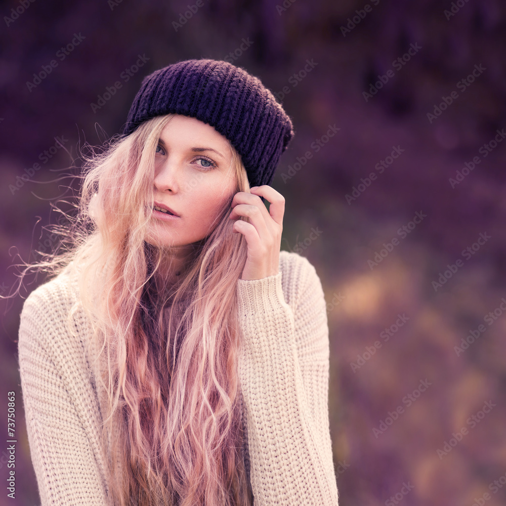 portrait of a beautiful girl in a hat hipster portrait of a beautiful girl in a hat hipster