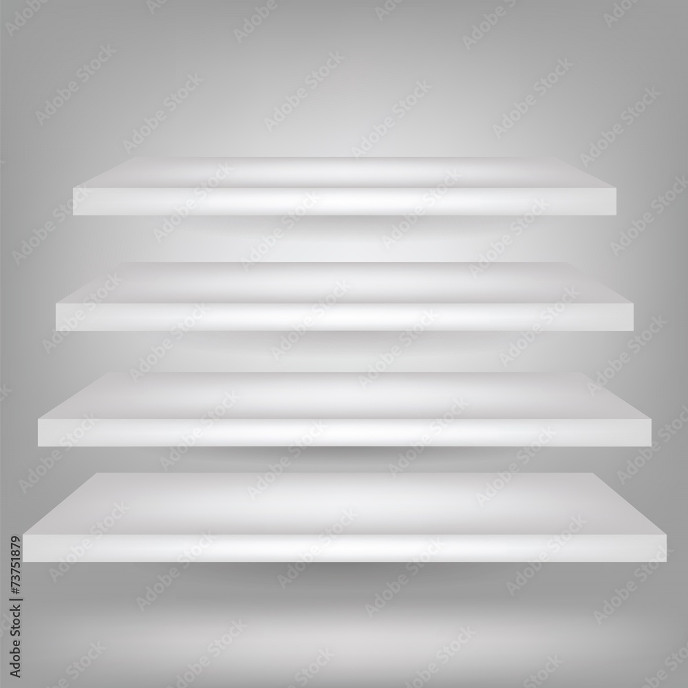 Empty white shelves Empty white shelves