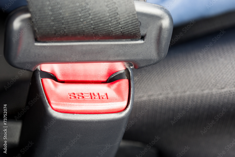 Obraz premium Close-up of the buckle of a seat belt