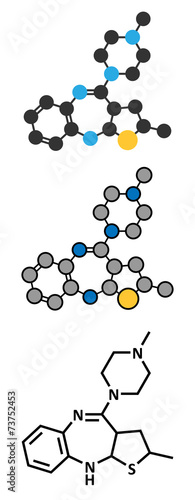 Olanzapine antipsychotic drug molecule. photo