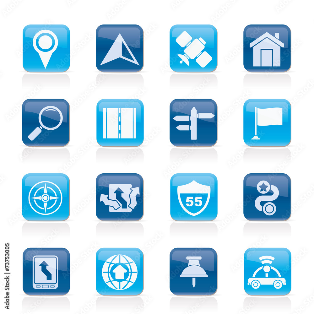 Gps, navigation and road icons - vector icon set Gps, navigation and road icons - vector icon set