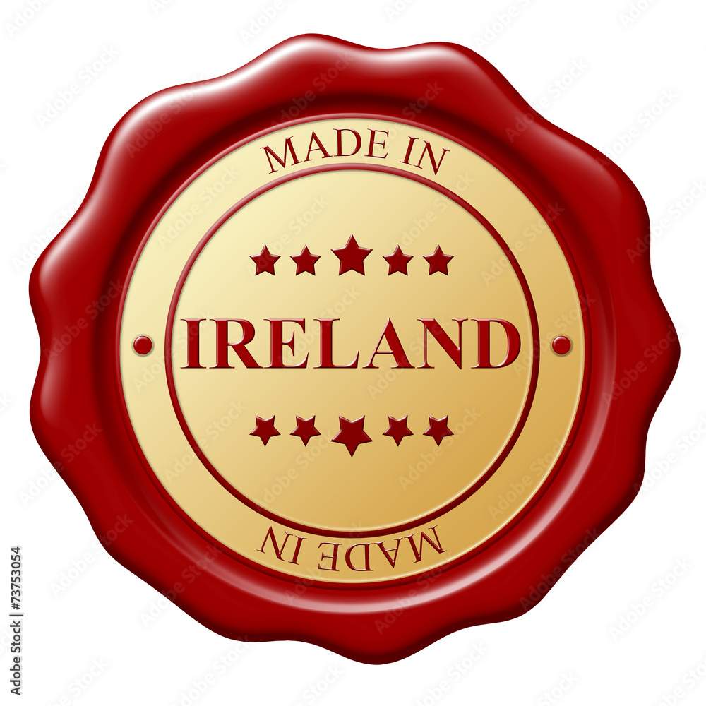 Illustration of Made In wax seal on white background