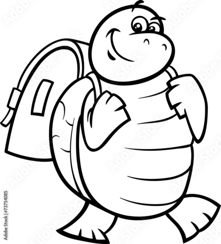 turtle with satchel coloring page