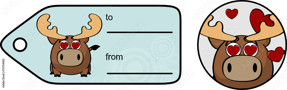 xmas reindeer ball cartoon gift card sticker3