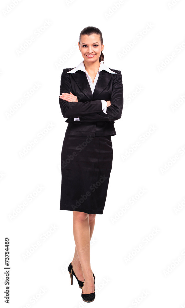 Young happy business woman, isolated on white Young happy business woman, isolated on white