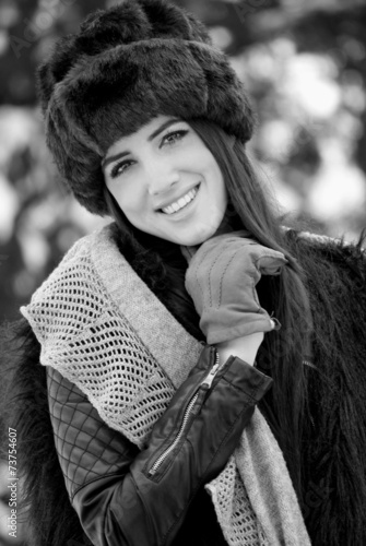 snow black and white portrait photo