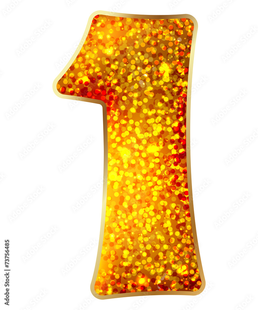 Fototapeta premium 1 number made of shiny material