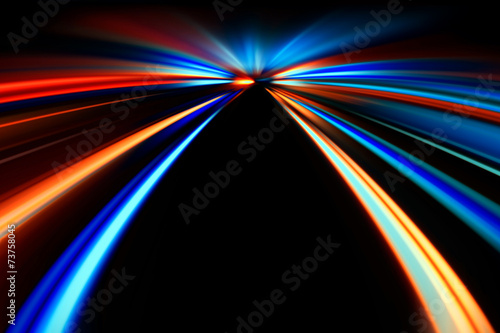 speed motion on night road