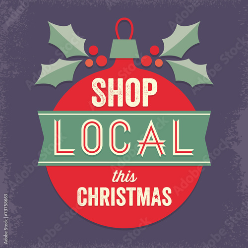 vintage sign shop local this christmas red green purple