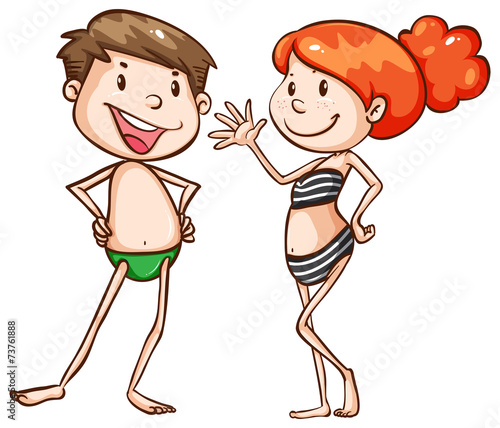 A boy and a girl going to the beach